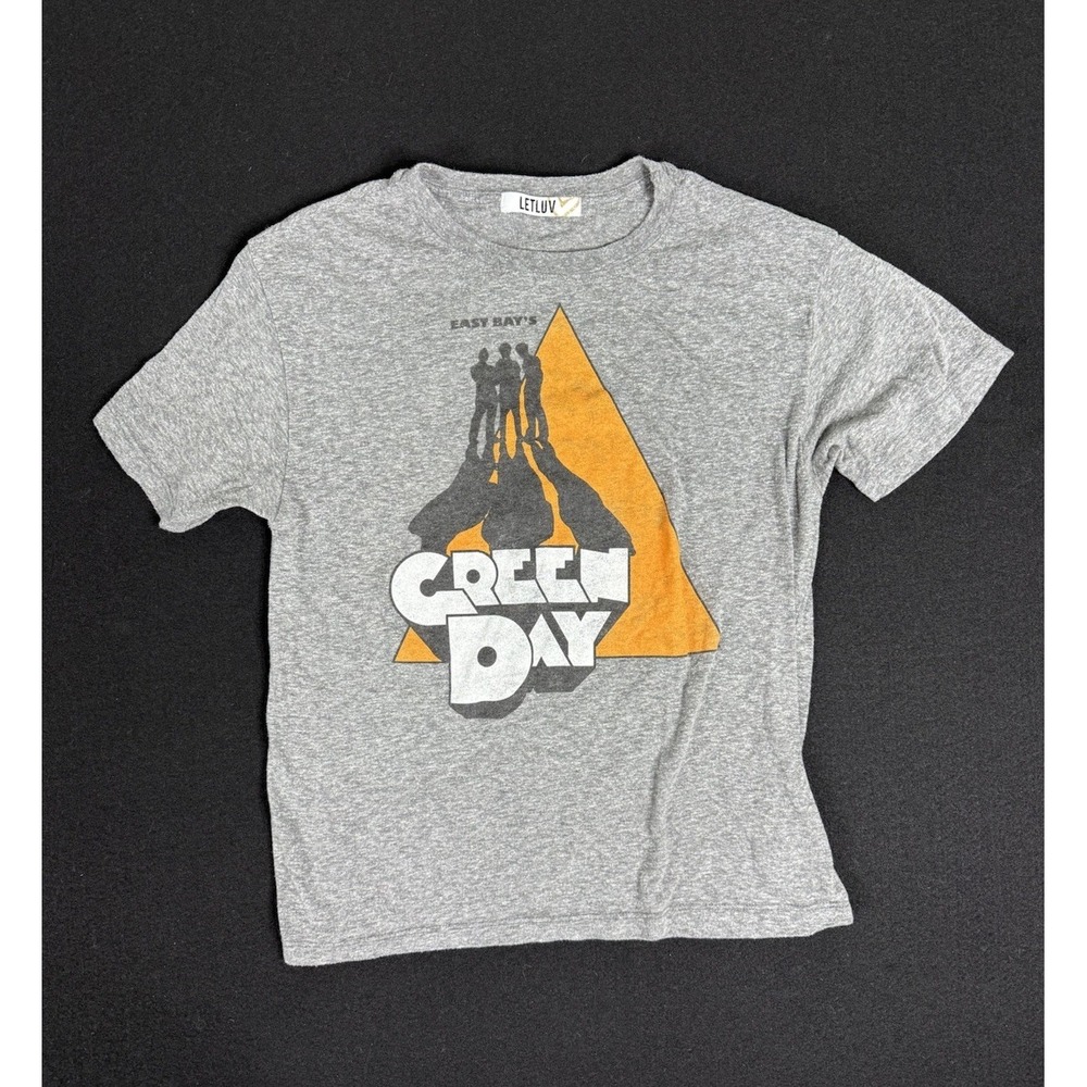 Letluv Womens Size Small Gray Green Day Band Retro Graphic Tee T-Shirt